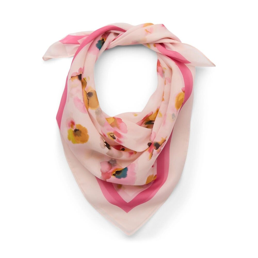 Pioneer Woman Oversized Square Scarf 30"x30" Pink Watercolor Flowers New